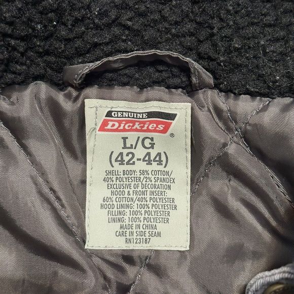 Dickies Men's Fleece Hooded Duck Shirt Jacket Size Large Grey - Picture 3 of 12